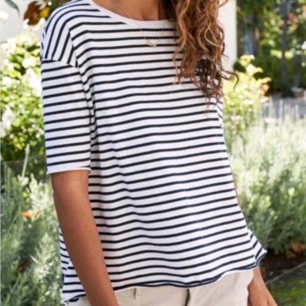 Frank & Eileen Josephine French Striped Tee in Navy and White